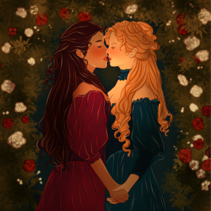 Illustration femmes qui s'embrassent amour