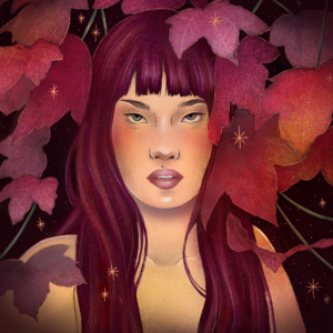 Illustration portrait femme nature