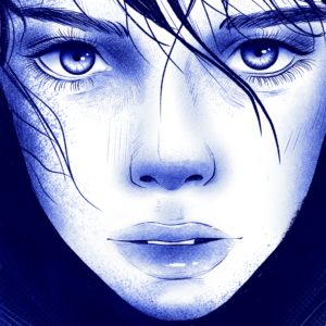 Illustration portrait femme bleu